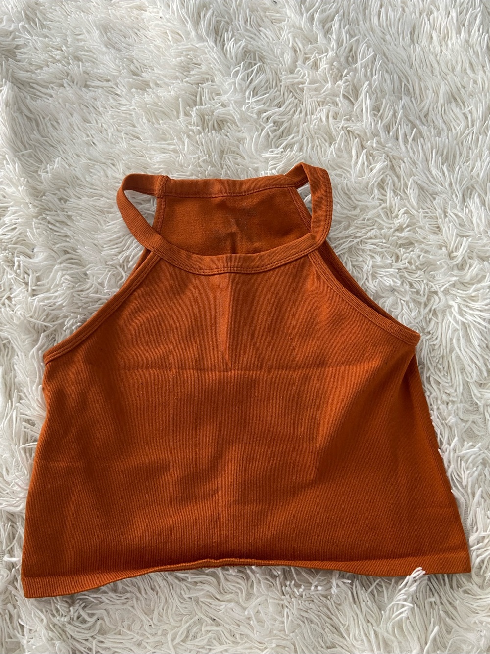 Urban Outfitters Ribbed High-Neck Tank Top - Burnt Orange